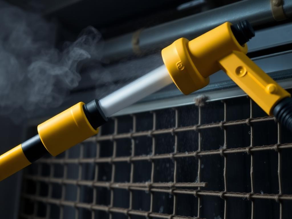 High-pressure steam wash in action